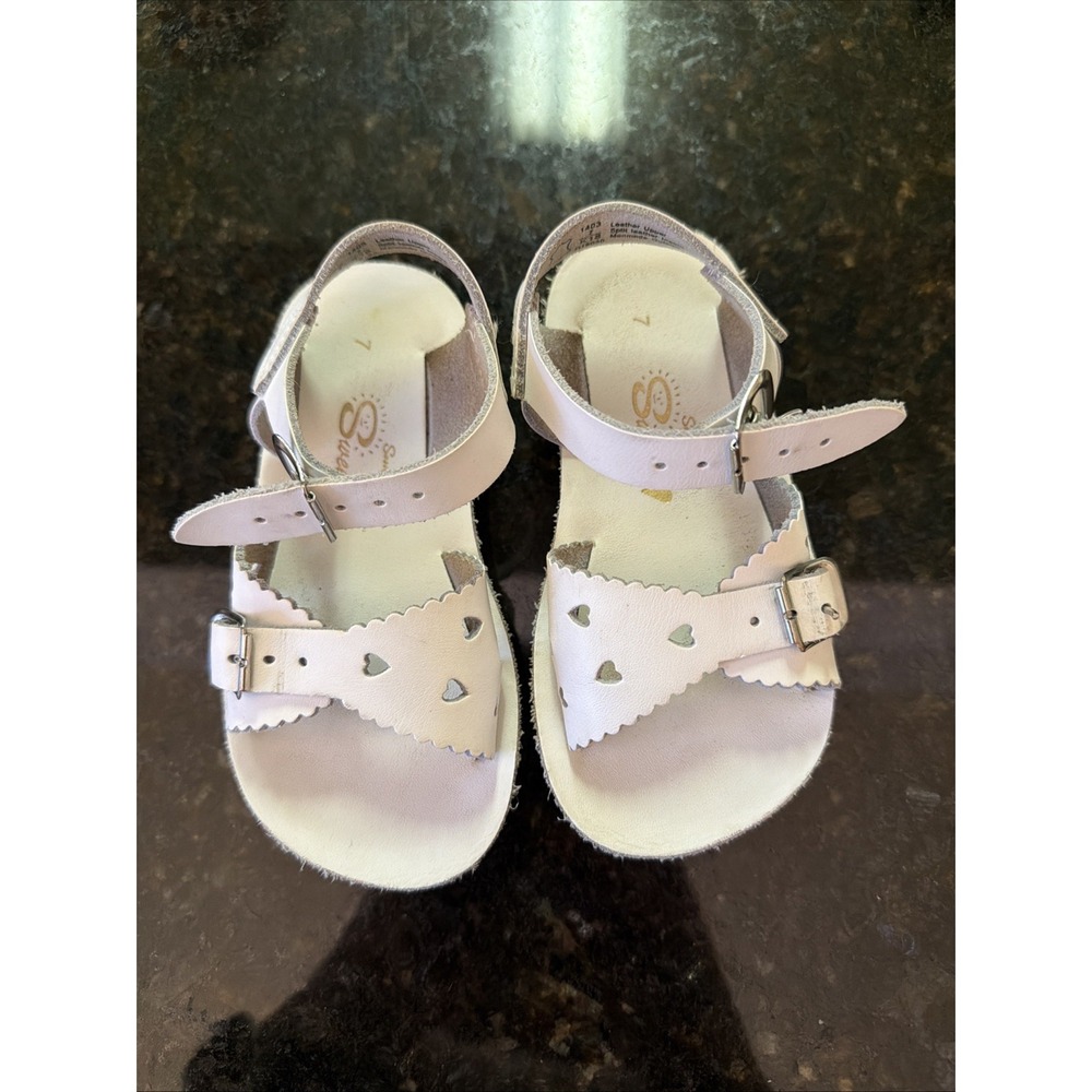 Sun San Sweethearts Girls Sz 7 White sandals Summer Beach Saltwater Shoes